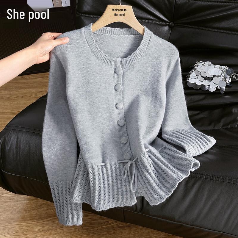 Women's French Style Lace Hem Knitted Cardigan