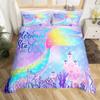 Mermaid Tail Fish Scales Girly Shell Starfish Comfortable Duvet Quilt Cover Pillowcase Bedding Set Children Bedroom Home Textile