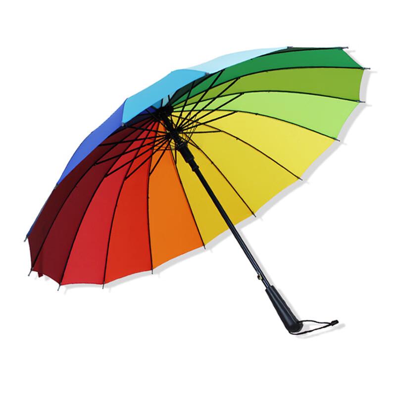 Nanqiao Creative 16-Rib Semi-Automatic Rainbow Straight Umbrella