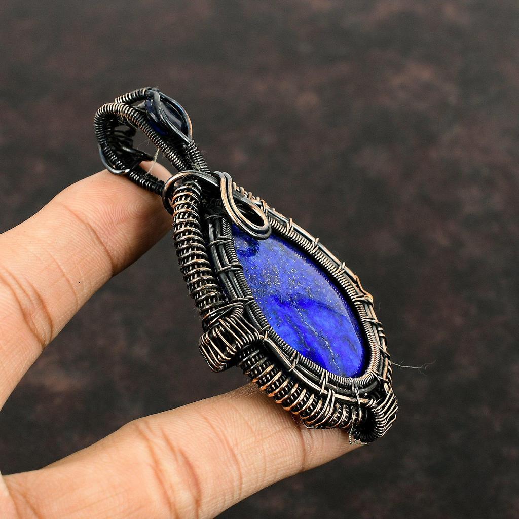 Lapislazuli Anhänger Tansanit Quarz Anhänger Kupferdraht umwickelter Anhänger Handgefertigter Schmuck Edelsteinanhänger Kupferdrahtschmuck Geschenk für Mama