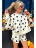 2025 Autumn Polka Dot Casual Two-Piece Suit for Women - Fashionable, Versatile, Loose Fit