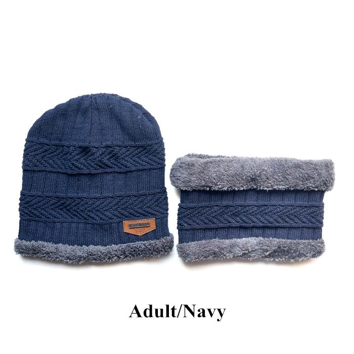 2026 New TW DDA558 Velvet Lined Thicken Ski Skull Caps Men Kids Winter Hat Scarf Set Neck Warmer Wool Knitted Beanie Hats