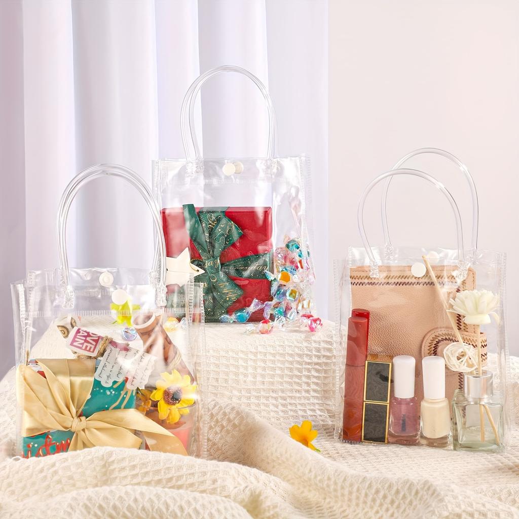 15PCS Transparent PVC Handbag Gift Bag Wedding Candy Companion Gift Bag Plastic Bag, Packaging Bag Gift Bag
