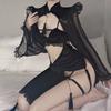 Dark Witch Hollow Puff Sleeve Cheongsam Costumes Demon Game Dress Bandage Sexy Lingerie Uniform Halloween Costumes for Women