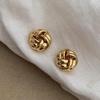 Korean Twist Knot Gold Ball Stud Earrings - Cute Temperament