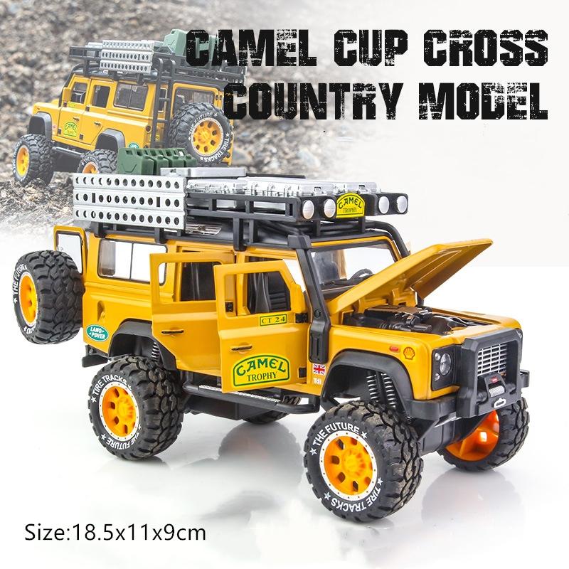 1:28 Scale Trophy Defender Hračky z tlakově lité slitiny Modely aut, Kovová autíčka s funkcí stahování Sbírky světel a zvuků Dárky