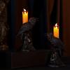 Gothic Raven LED Candles Realistic Table Lamp Black Crow Statue Glowing Candlestick  Halloween