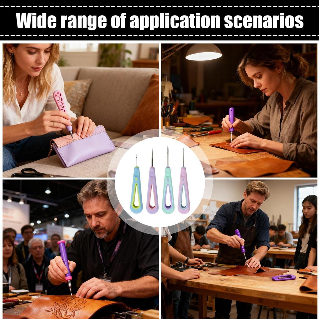 Leder-Nähset 4 Teile Nahttrenner Werkzeug Lederbearbeitung Ahle Zum Einfädeln Handarbeit Stickerei Quilten Stricken