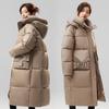 Women's Mid-Length Hooded Down Coat - Korean Style, Plus-Size, Thick Winter Outerwear