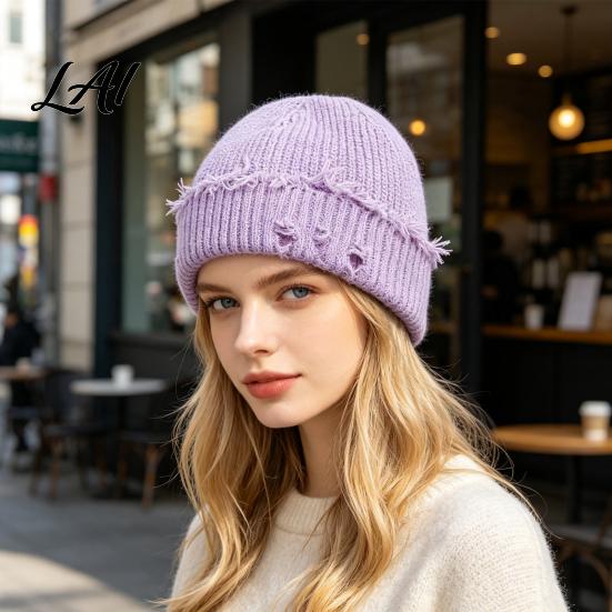 Soft Polyester Skull Cap Winter Knit Hat for Men Women Chunky Snow Cap Lightweight Warm Thermal Knitted Hats Unisex Slouchy Caps Outdoor Commuting
