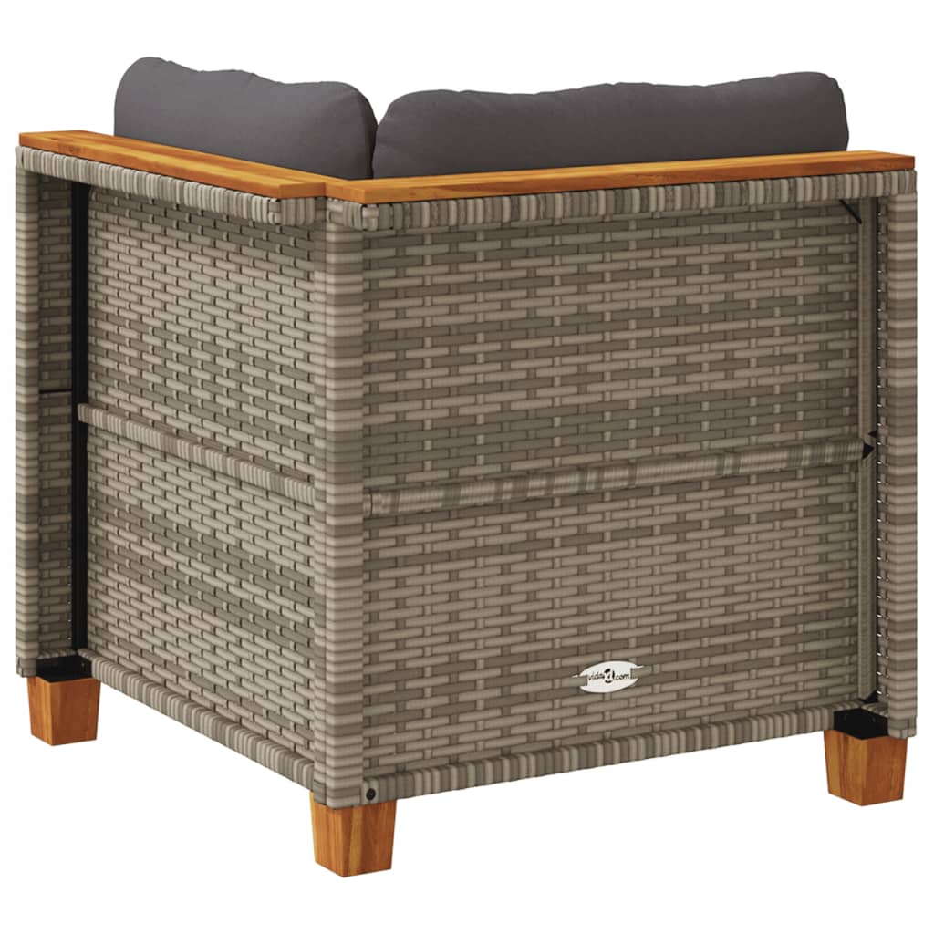 Garden Corner Sofa with Cushions Grey Poly Rattan