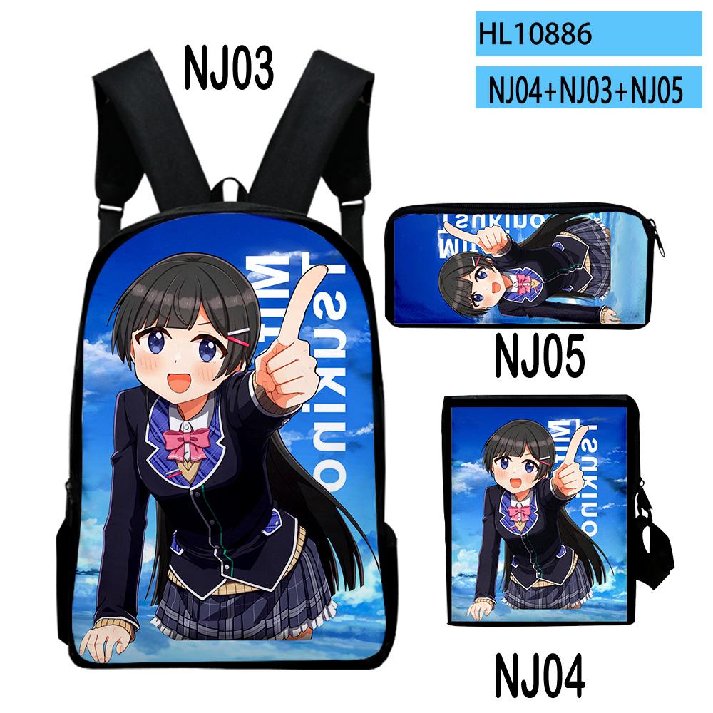 Popular VTuber Tsukino Mito Anime 3D Print 3pcs/Set pupil School Bags Laptop Daypack Backpack Inclined shoulder bag Pencil Case