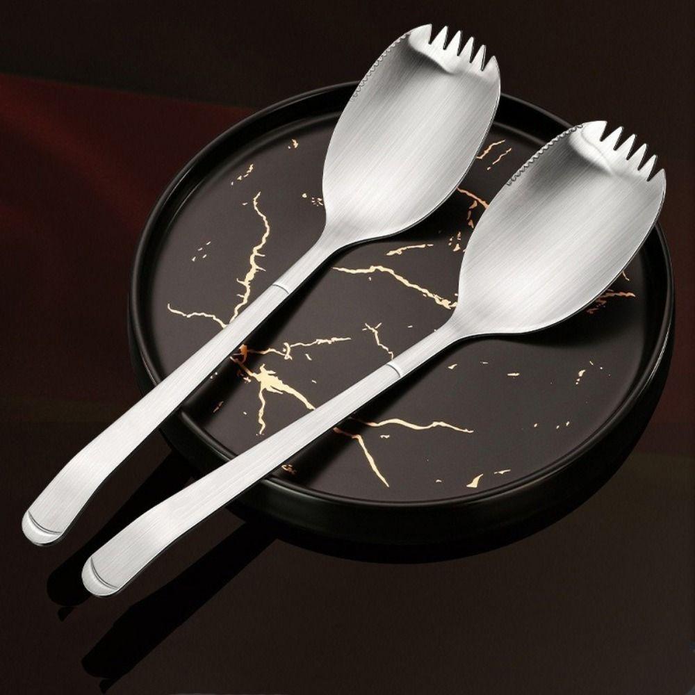 Stainless Steel Kitchen Spoon Fork Thickened Serving Soup Spoon Salad Spoon Hotel