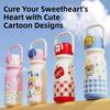 With Handle Insulated Cup Large Capacity Cartoon Straw Cup Portable Vacuum-insulated Bottle  Travel