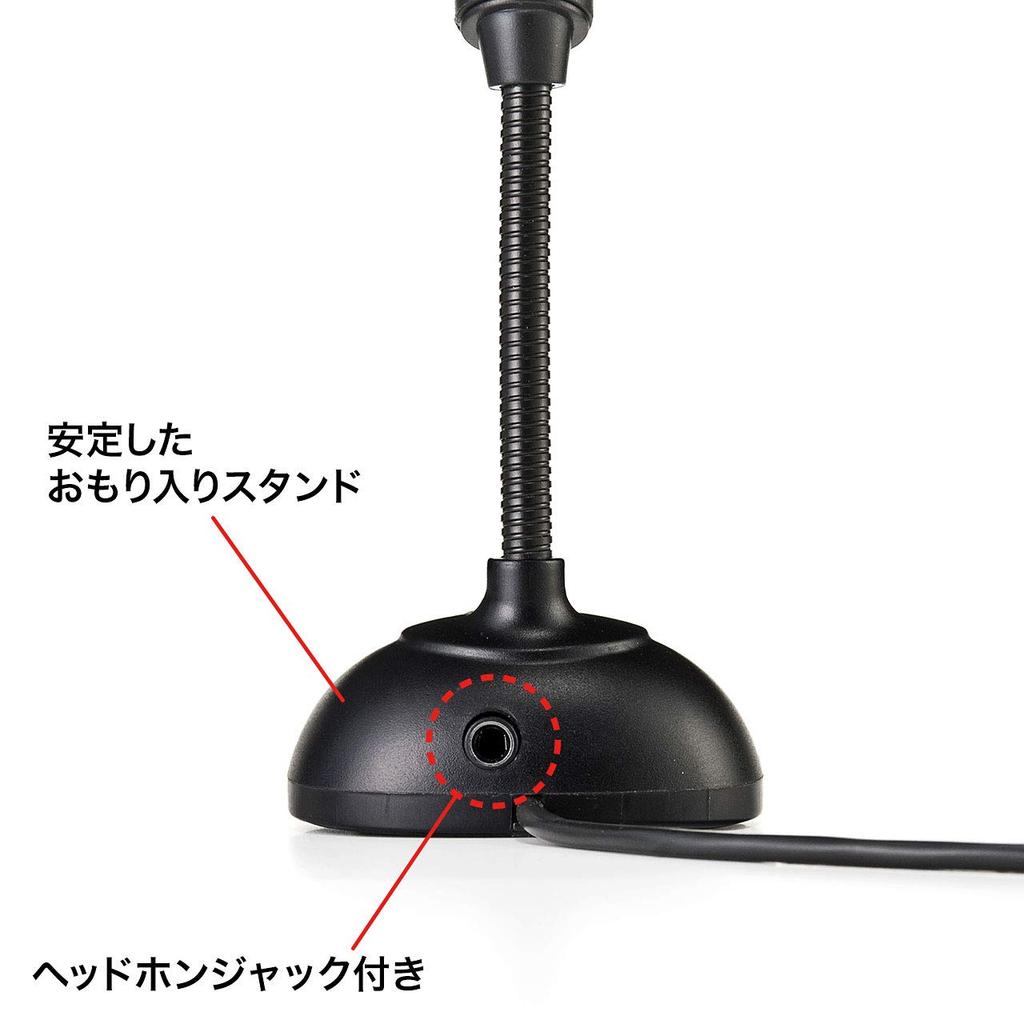 Sanwa Supply PC Microphone for Mini High-Sensitivity 3.5mm 4-Pole Plug, Non-Omnidirectional, MM-MC31