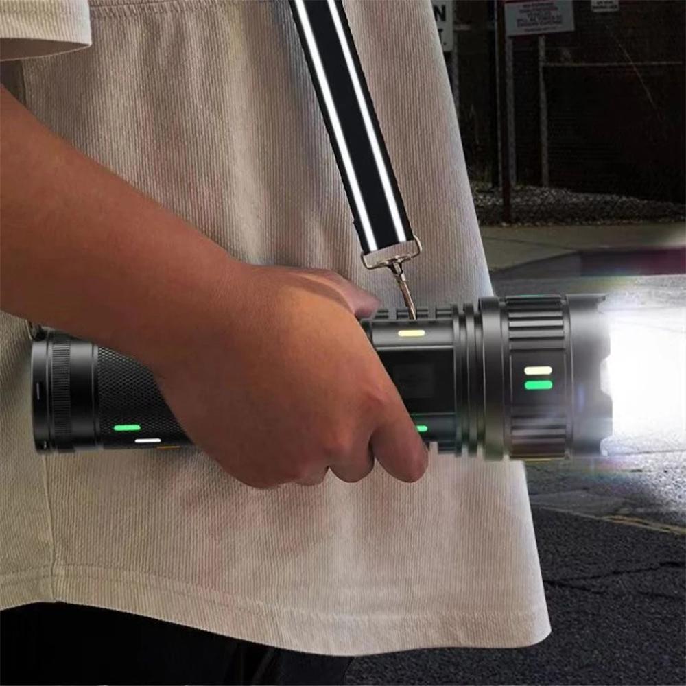 Long RangeTorch With Luminous Strip High Power LED Flashlight USB Rechargeable Powerful Lantern Strong Light Lamp