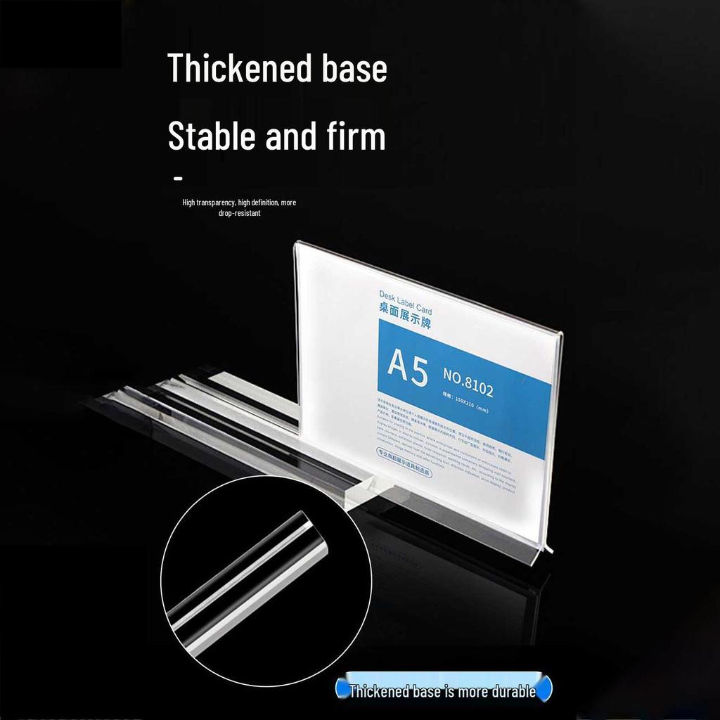 Double-Sided Acrylic Table Card Stand - T-Shaped Transparent 3D Display for Menus and Price Lists
