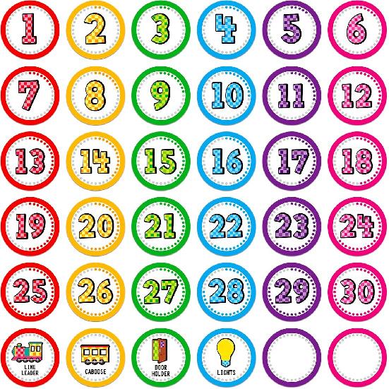SICOHOME Line Up Spots for Classroom Floor Stickers - 36pcs Vinyl Line Up Dots 4" Removable Number Stickers for Classroom Decorations Kindergarten