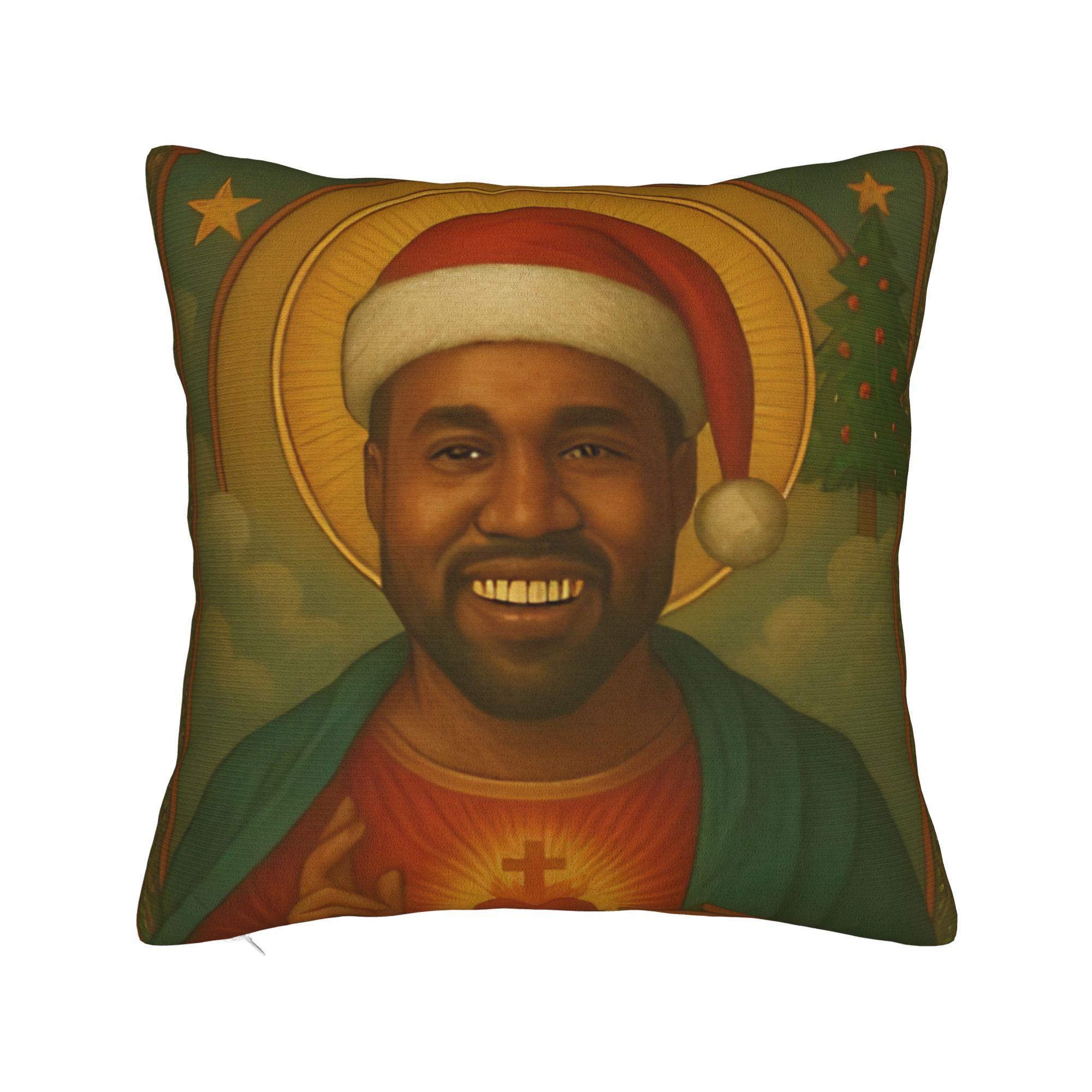 

Kanye Meme Xmas Pillow Cover Soft Cushion Cover Funny Pillow Case For Office Car Home Decor 12x12Inch