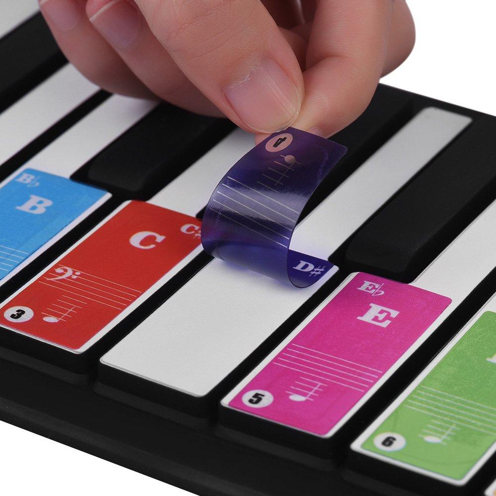 Piano Keyboard Removable Stickers for 88/76/61/54/49/37 Key for Beginners, Musical Note Stickers