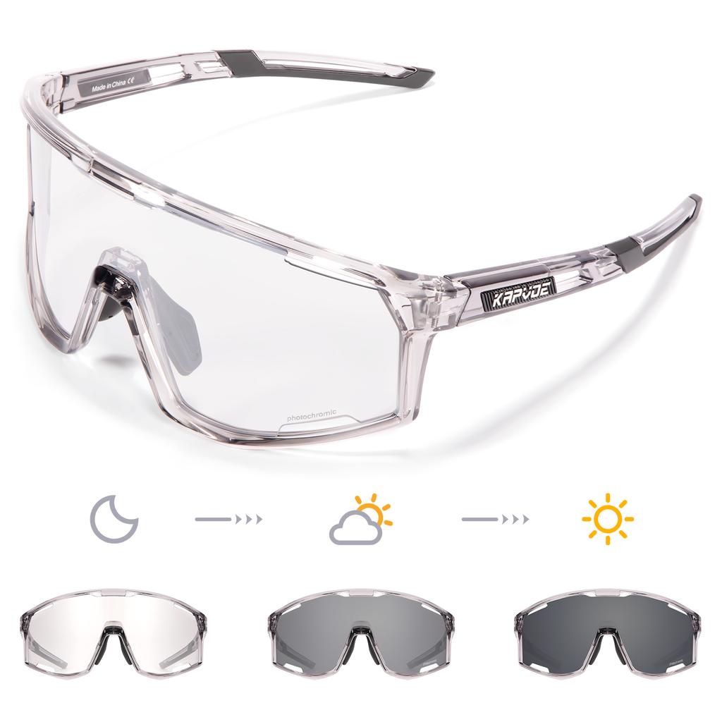 Kapvoe Photochromic Cycling Glasses UV400 MTB Clear Mountain Bike Transition Bicycle Sunglasses for Men Women Sports Eyewear
