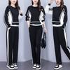 Casual Fashion Suit Plus Size Women's Contrast Color Round Neck Sweater Wide-leg Pants Two-piece Women