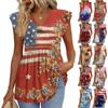 Womens Tops Fashionable V-neck Ruffled Sleeve Short-sleeved T-shirt Business Blouses