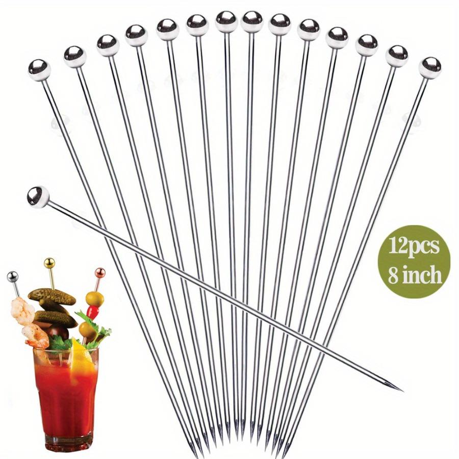 

12 шт./компл., 8-дюймовая этикетка для коктейля, многоразовая этикетка для коктейля из нержавеющей стали, набор зубочисток, подарочная металлическая этикетка для кебаба, закусок 12pcs серебряный