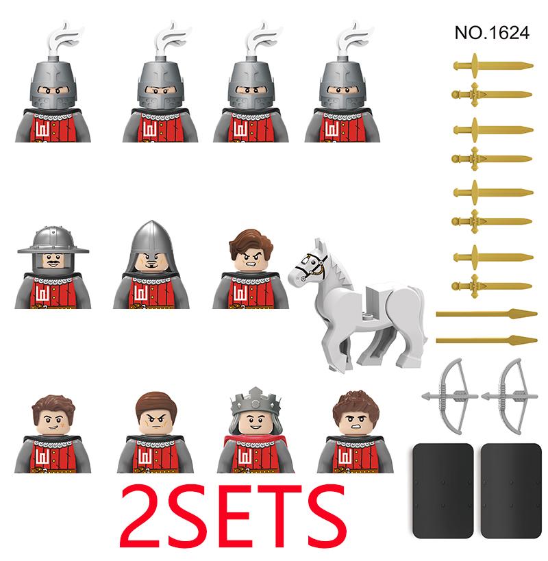 Military Building Blocks Medieval Solider Figures Gifts Toys Weapons Shield Holy Roman Saint Lazarus Jerusalem Knight Legion MOC