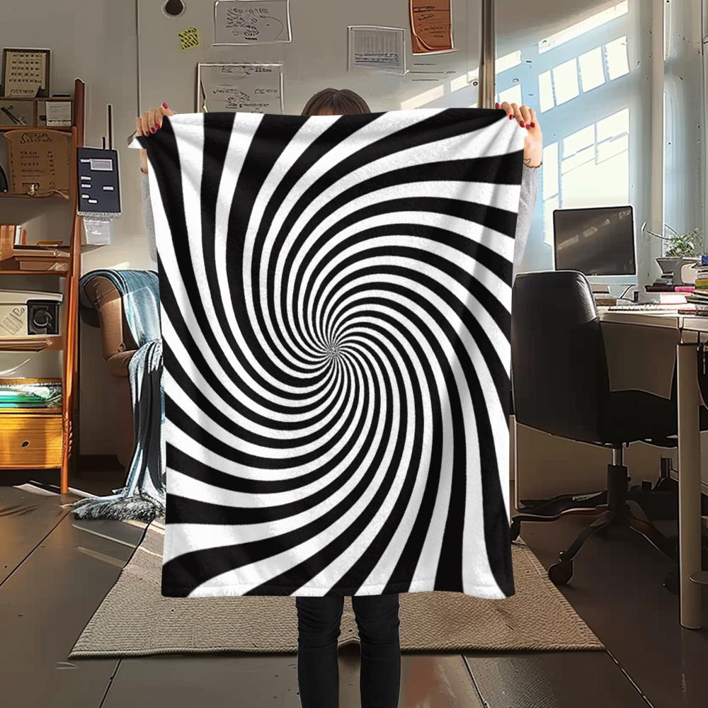 1Pc Illusory Graphics Print Flannel Blanket, High Quality Comfortable for All Seasons, Home Decor, Warmth and Comfort, Perfect for Christmas Gifts W26