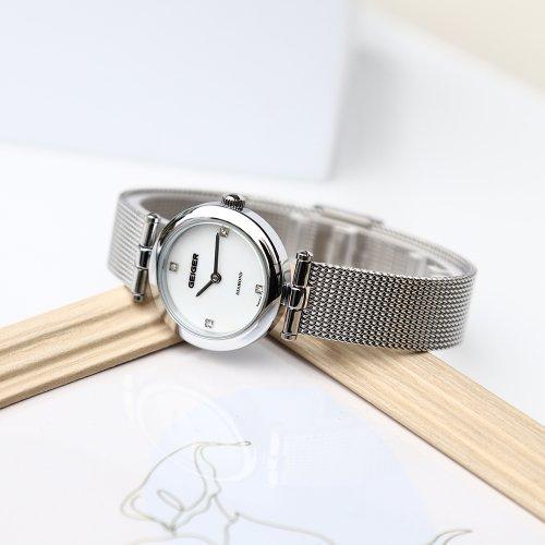 

[GEIGER] GEIGER Women s Diamond Premier Mother-of-pearl Mesh Watch GE8055WT-P GE8055WT-P