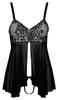Cottelli LINGERIE - Sexy offenes Hemdchen mit Spitze + Schrittloser String XL