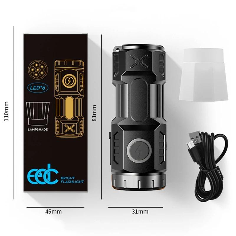 40W High Power USB Type-C Rechargeable LED Flashlight Camping Light With Side Lights and Lampshade Tail with Magnet Suitable for Exploring, Camping