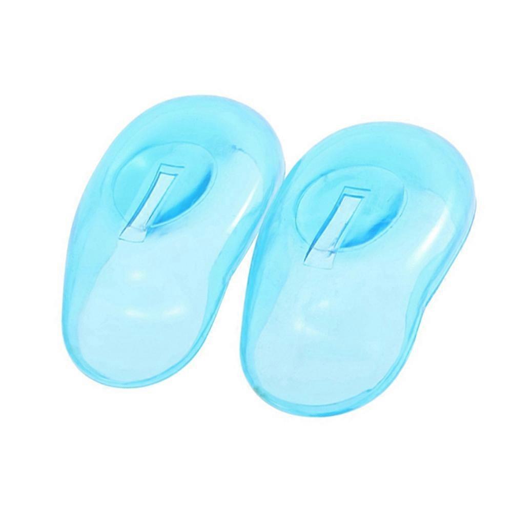 2 Pcs Clear Silicone Ear Cover Home Salon Hair Dye Shield Protectors Blue