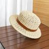 Sun Protection Straw Boater Hat Lightweight Flat Top Beach Hat Handwoven Sun Cap  Chic Travelers