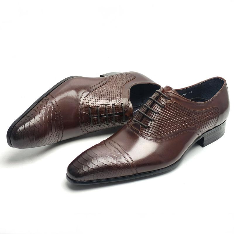 Fashion Handmade High Quality Men's Leather Shoes Lace-up Genuine Leather Business Formal Occasion Classic Oxford Pointed Dress Man Shoe