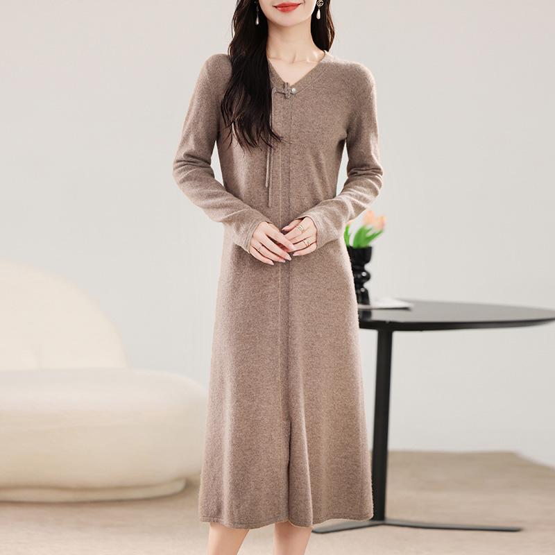 Women's Cashmere Dress Qinghe Cashmere 30% Cashmere 70% Wool Autumn and Winter Cashmere Skirt Soft and Warm