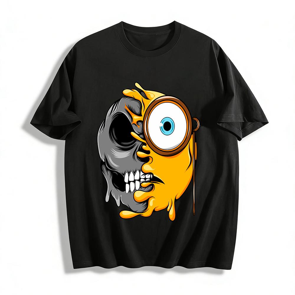 Skull Minion Print Trendy Streetwear Casual Short Sleeve T-Shirt Pure cotton T-shirt XXS