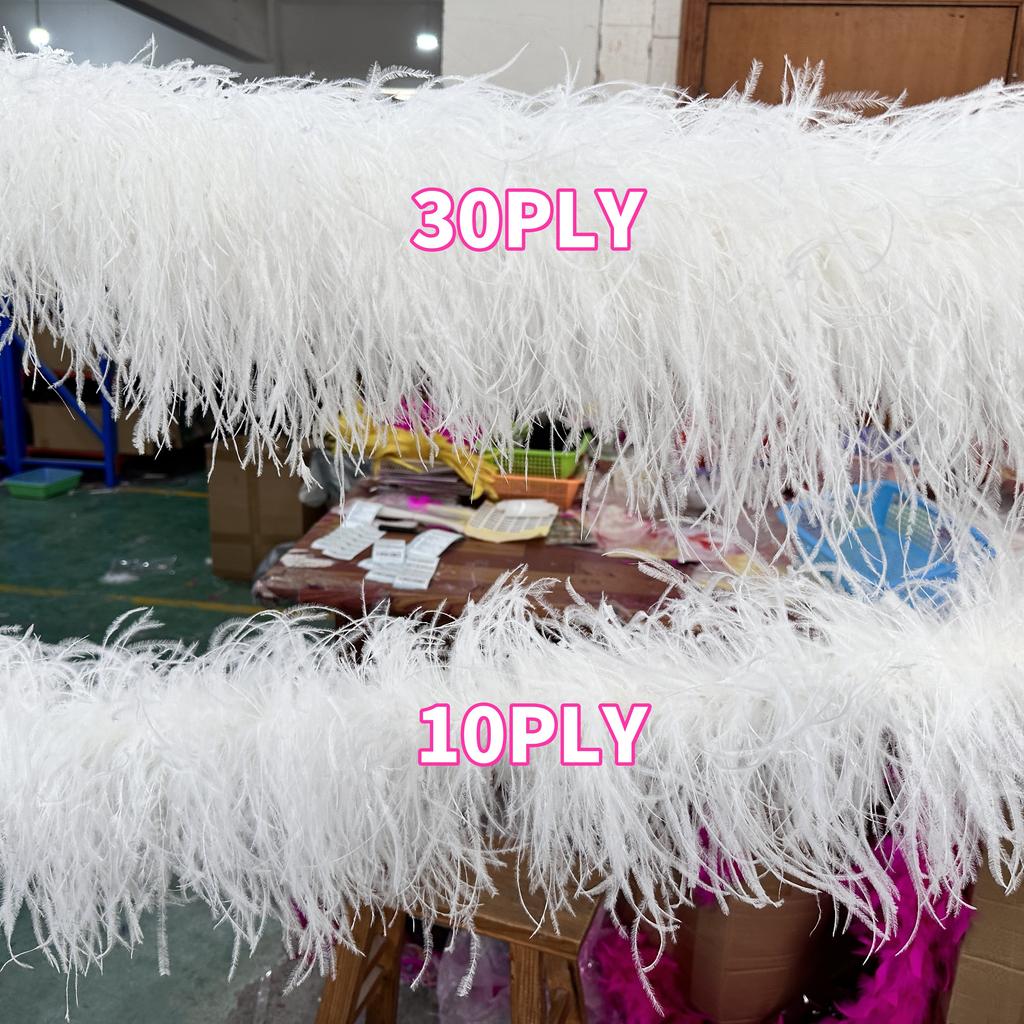 DIY Blau Natürliche Straußenfedern Boa Schal 1-20 Lagen Flauschige Federn Band Schal für Hochzeit Weihnachten Schal Röcke Nähzubehör