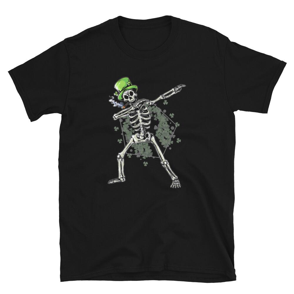 St.Patricks Day Dabbing Irish Skeleton Unisex T-Shirt S разноцветный