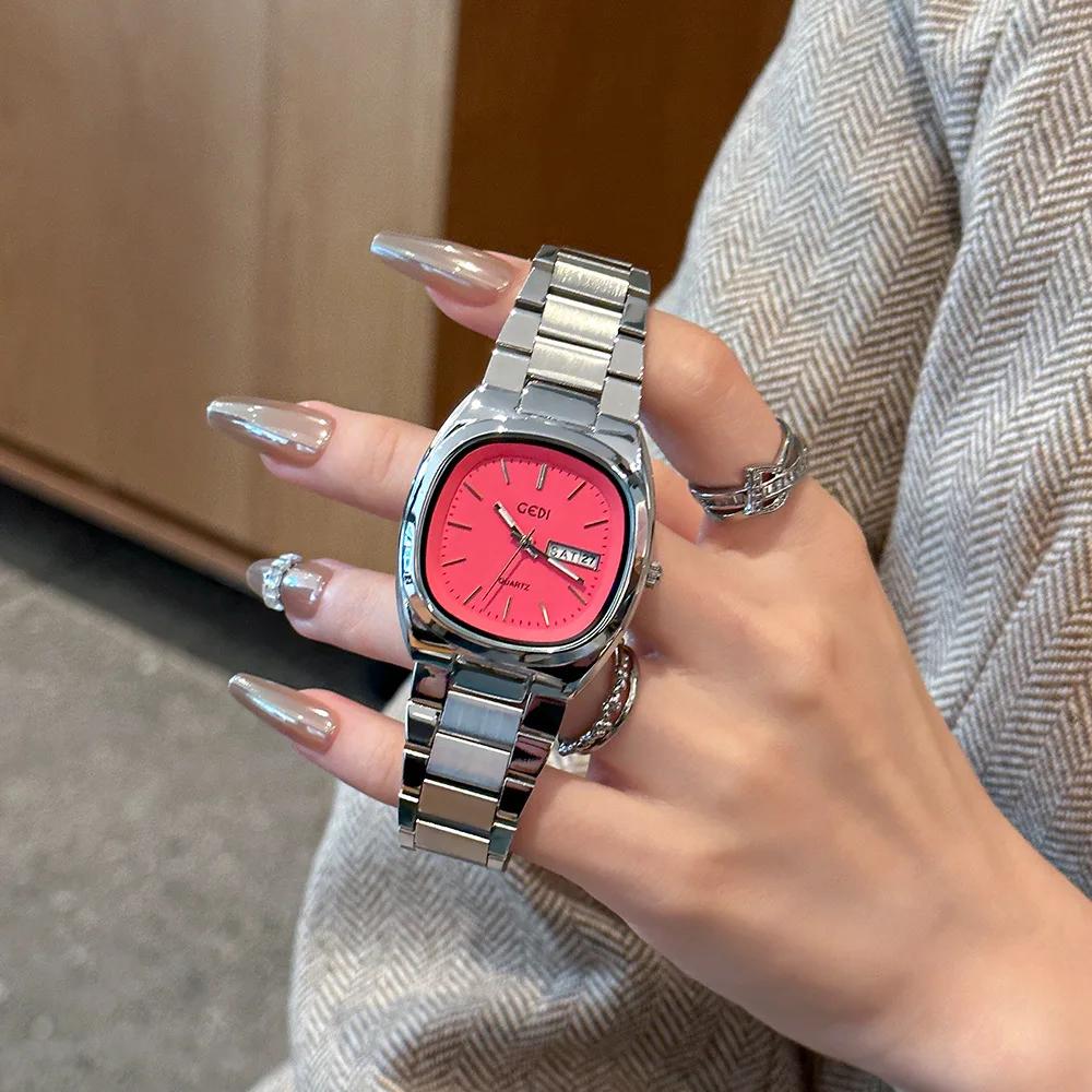 

Женские кварцевые часы, роскошные классические часы, римские цифры, календарь, циферблат, серебристый, из нержавеющей стали, Orologio Reloj, женские наручные часы