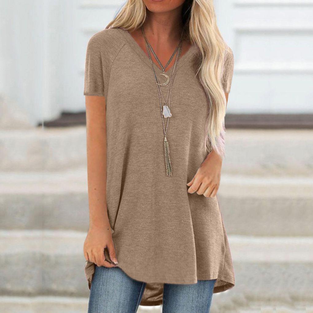 Women's Short Sleeve T Shirt Plus Size Tops Casual V Neck Tunic Loose Blouse