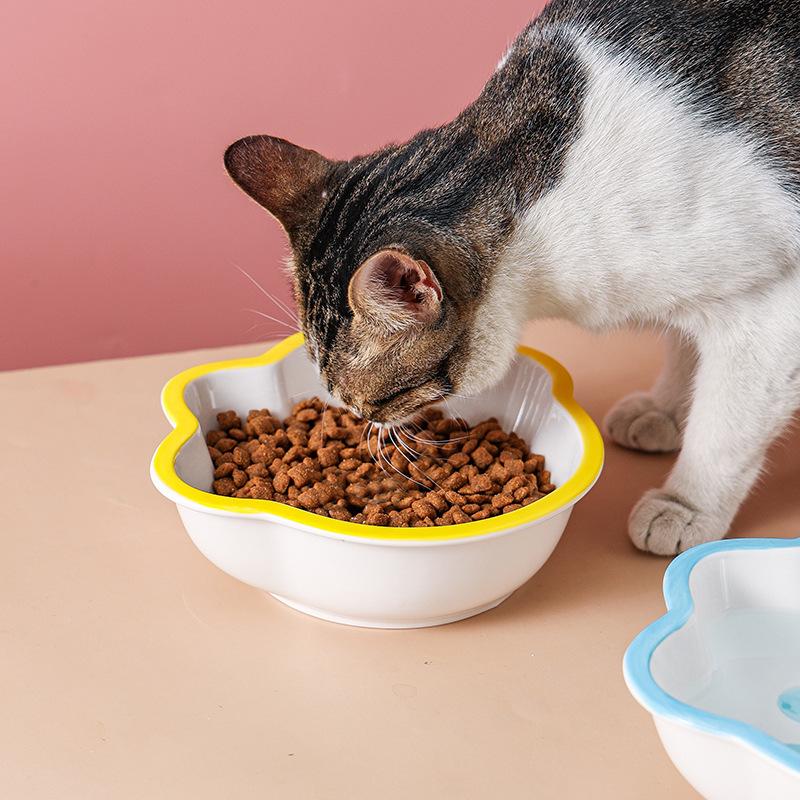 Ceramic Cat Claw Pattern Bowl Dog Drinking Water Food Bowls Anti Overturning Neck Protection, Lovely Pet Articles, 1Pc