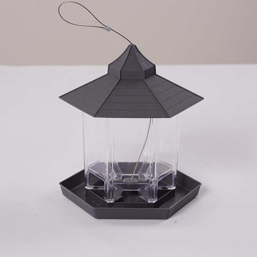 

Водонепроникна альтанка, підвісна годівниця для диких птахів, відкритий контейнер з підвішуваною мотузкою Годівниця для птахів типу Aves Decor 18X23cm сірий колір