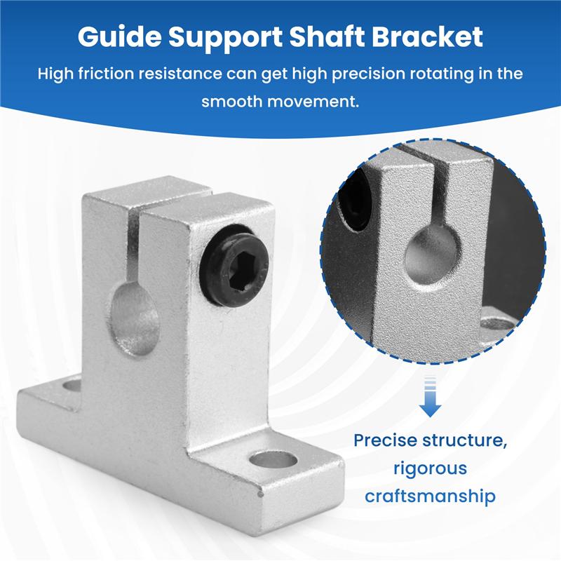 AD23-2 Pcs Linear Motion Rail Clamping Rod Rail Guide Support Shaft Bracket Coupling Mount SK8 8Mm