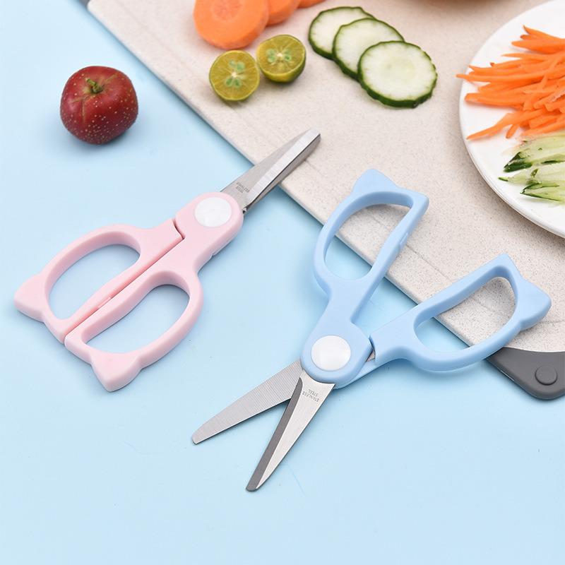 Portable Stainless Steel Baby Food Scissors - Cut Meat & Vegetables for Infants & Children