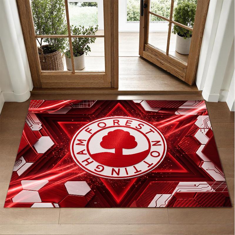 Nottingham Forest Fußball Design Kristall Samt Teppich Weiche Dekorationsmatte für Schlafzimmer Eingang