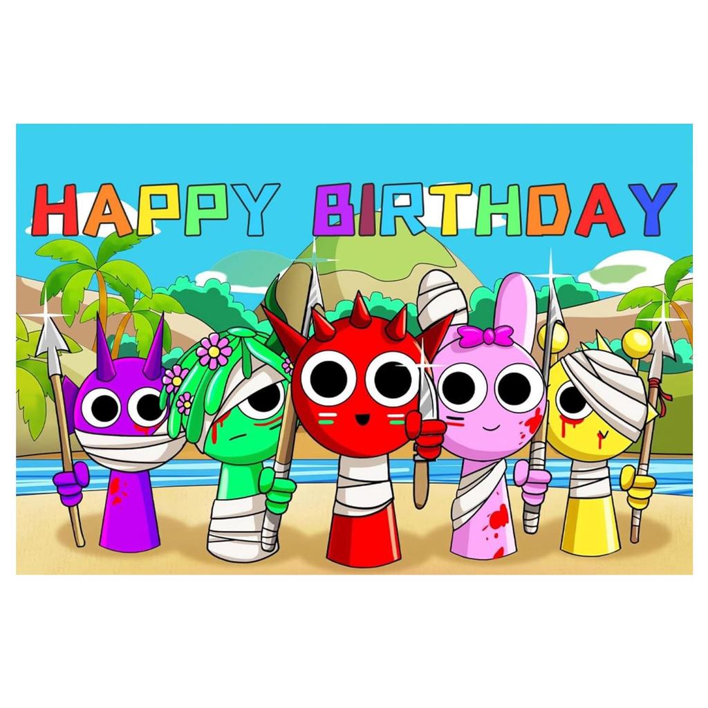 Tag Theme Birthday Party Decoration Game Flag Cake Insert Spiral Arrangement