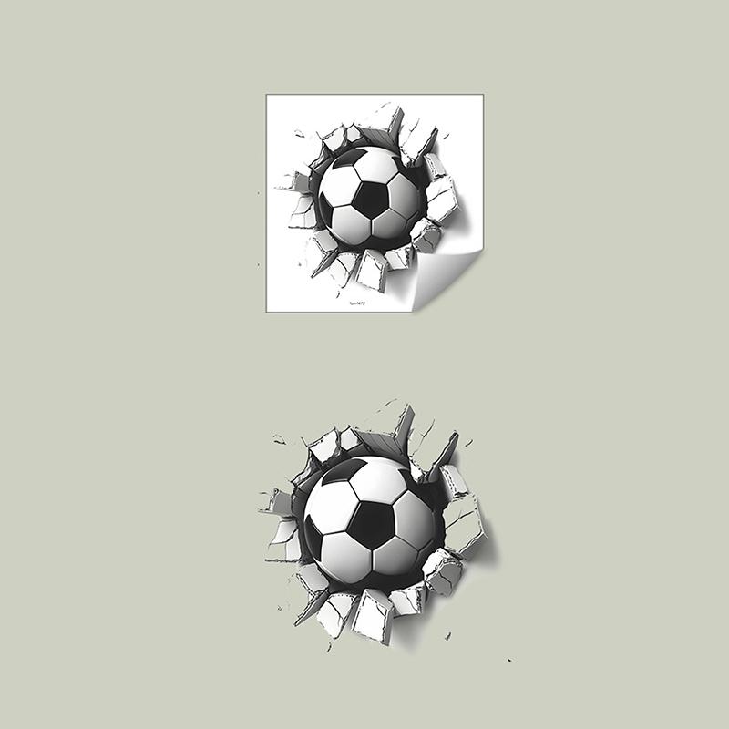 Kreatywne Naklejki Ścienne z Piłką Nożną z Efektem Pękniętej Ściany Dekoracja Tła Pokoju Dziecięcego Mural Dekoracyjny Samoprzylepna Naklejka