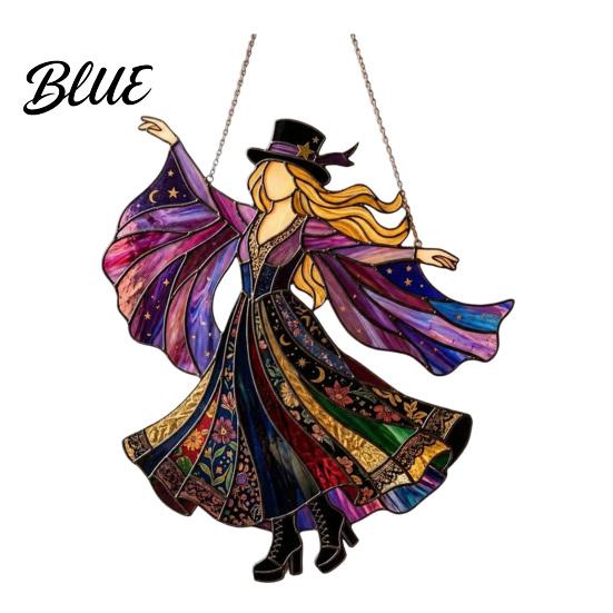 Spinner for Car Mirror Decor Dancing Lady Sun Catcher, Handmade Stained Glass Wind Spinner, Patio Hanging Decoration Boho Sunlight Catcher Window